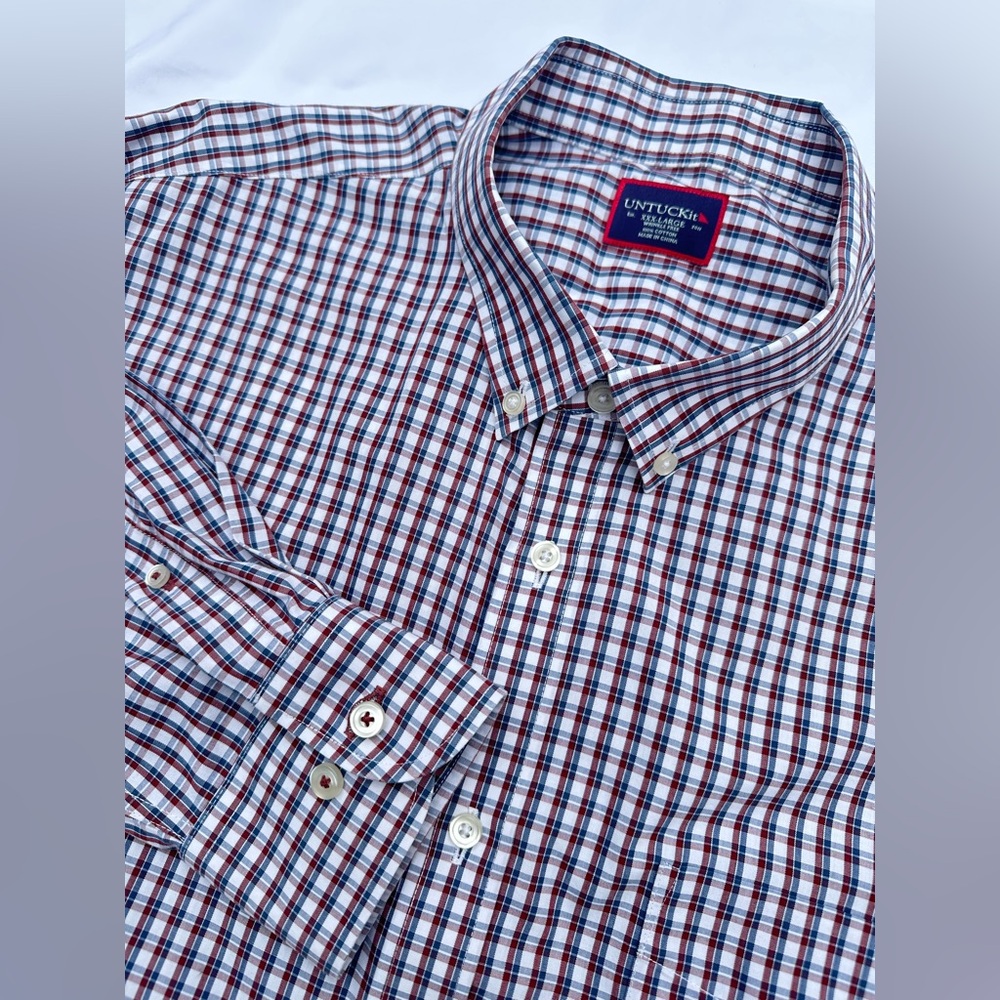 UNTUCKit Men's 3XL Birdales WF 40230 Red Plaid Long Sleeve Button Up Shirt SH12